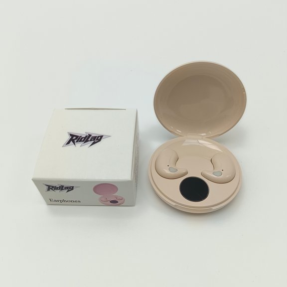 RidLag Earphones Wireless Earphones with Charging Case, Beige, 10 Meters Communication Distance