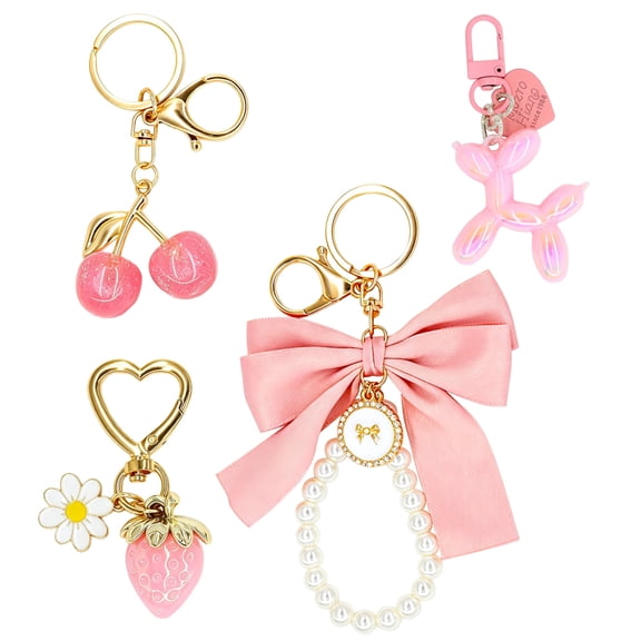 RidaaFri 4 PCS Bag Charms for Handbags Purse Accessories, Cute Keychain for Women Key Chain Car Keys Decoration, Little Funny Gift for Wife Mom Her