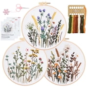 RidaaFri 3 Sets Floral Embroidery Kit Beginners, DIY Adults Craft Set, Step-by-Step Guide Video