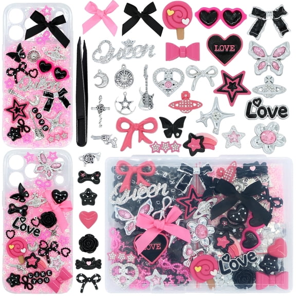 RidaaFri Kawaii Aesthetic Personalization DIY Phone Case & Nail Decor Charms Kit with Bows