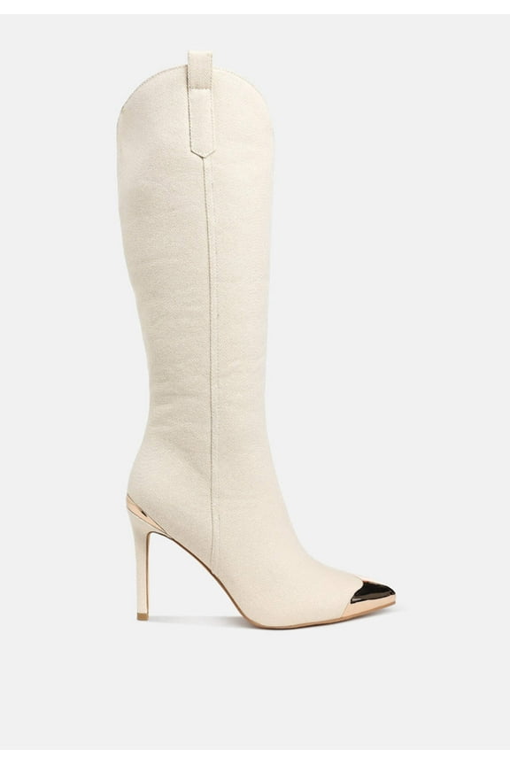 Ridda Metallic Cap Toe Denim Boots