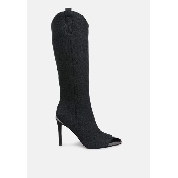 Ridda Metallic Cap Toe Denim Boots