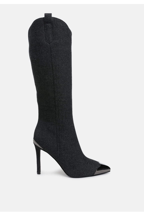 Ridda Metallic Cap Toe Denim Boots