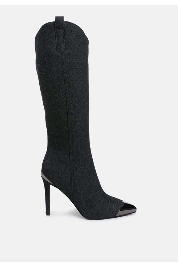 Ridda Metallic Cap Toe Denim Boots