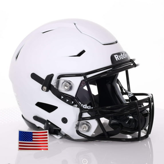 Riddell SpeedFlex ADULT Helmet - Black SF-2BD Facemask (Matte White Helmet, X-Large )