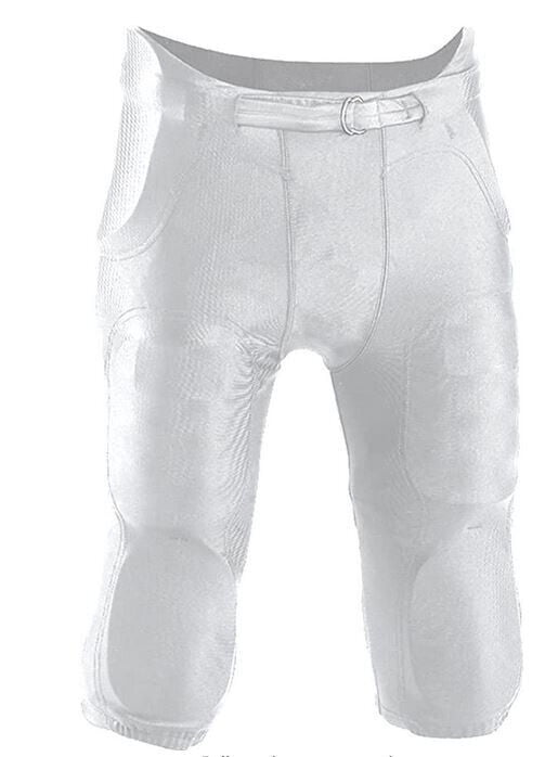 Riddell Youth Boys Integrated Football Pants 7 Pads and Belt, White, XL