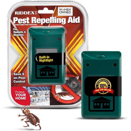 RIDDEX Plus Insect Repellent | Plug in, Mouse Deterrent - Pest Control for Defense Against Rats, Mice, Roaches, Bugs and Insects | Control Pests with No Toxins | Green