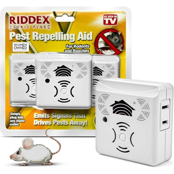 Riddex Sonic Plus Ultrasonic Pest Repeller, Plugs in with extra Outlets Indoor Use - Insect Repellent - Bug Repellent for Home Defense - Protect Against Rodents & Insects, Chemical Free(3 Pack White)