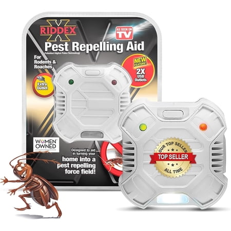 Riddex X Plus Insect Repellent - Plug in, Mouse Deterrent - Pest Reject for Defense Against Rats, Mice, Roaches, Bugs and Insects - Control Pests with No Toxins