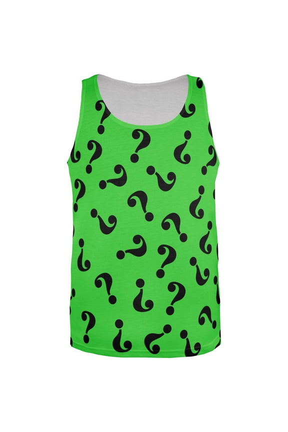 Riddle Me Question Mark All Over Adult Tank Top - X-Large