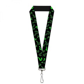 DC Comics Lanyard, Question Mark Scattered Black Neon Green, Elastic