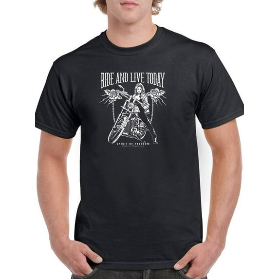 Ride And Live Today Art T-Shirt Men -Image by Shutterstock, Male Large