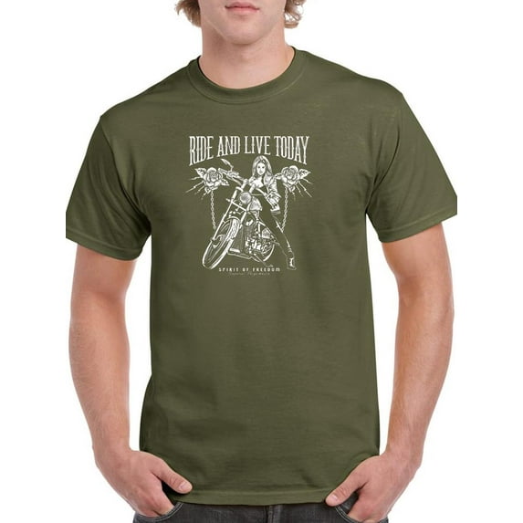 Ride And Live Today Art T-Shirt Men -Image by Shutterstock, Male Small