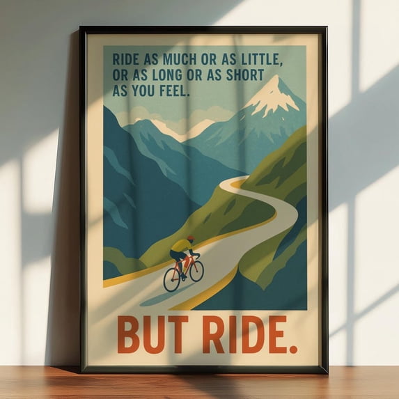 Ride But Ride Poster – Eddy Merckx Cycling Quote Print, Retro Bike Wall Art, Cyclist Gift, Motivation Poster, Vintage Cycling Decor 16x24 UNFRAMED