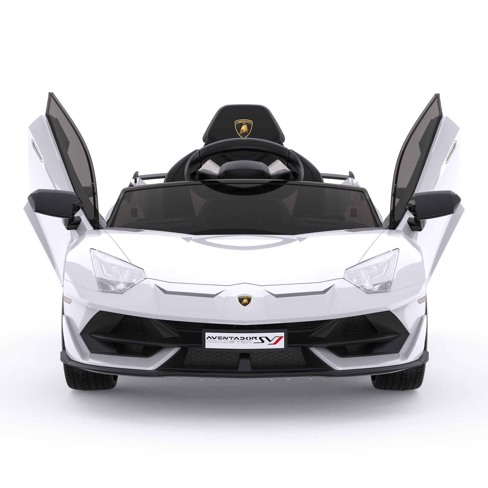 White 12V Lamborghini Ride-On Sports Car with LED Headlights