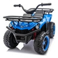 thumbnail image 1 of iRerts 24V Electric Ride on ATV, 24V Kids Ride on Toys for Kids Boys Girls Ages 3-5, Battery Powered Kids Electric Cars with Bluetooth, Music, LED Lights, Front/Rear Storage Racks, Blue, 1 of 11