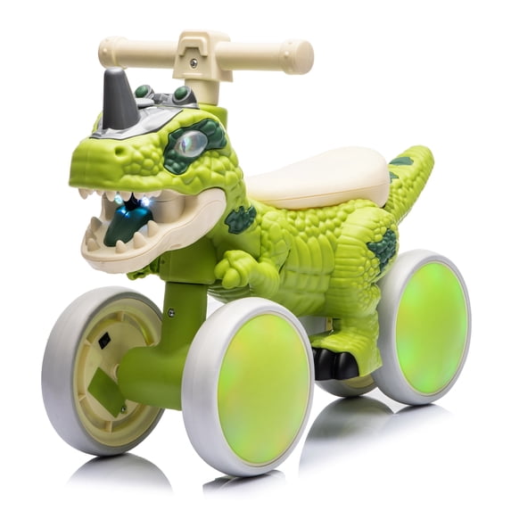 Xuanlur Dinosaur Balance Bike for 1-3 Year Olds, Toddler Bike with EVA Tires, Light-Up Wheels, Baby Bike with Music & Mist Spray Effects, Dinosaur Ride on Toy, Perfect First Birthday Gift, Green