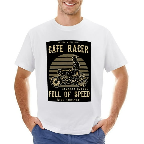 Ride Forever Full Of Speed Vintage T-shirt Mens Cotton Classic Crewneck Short Sleeve Tees Unisex White XL