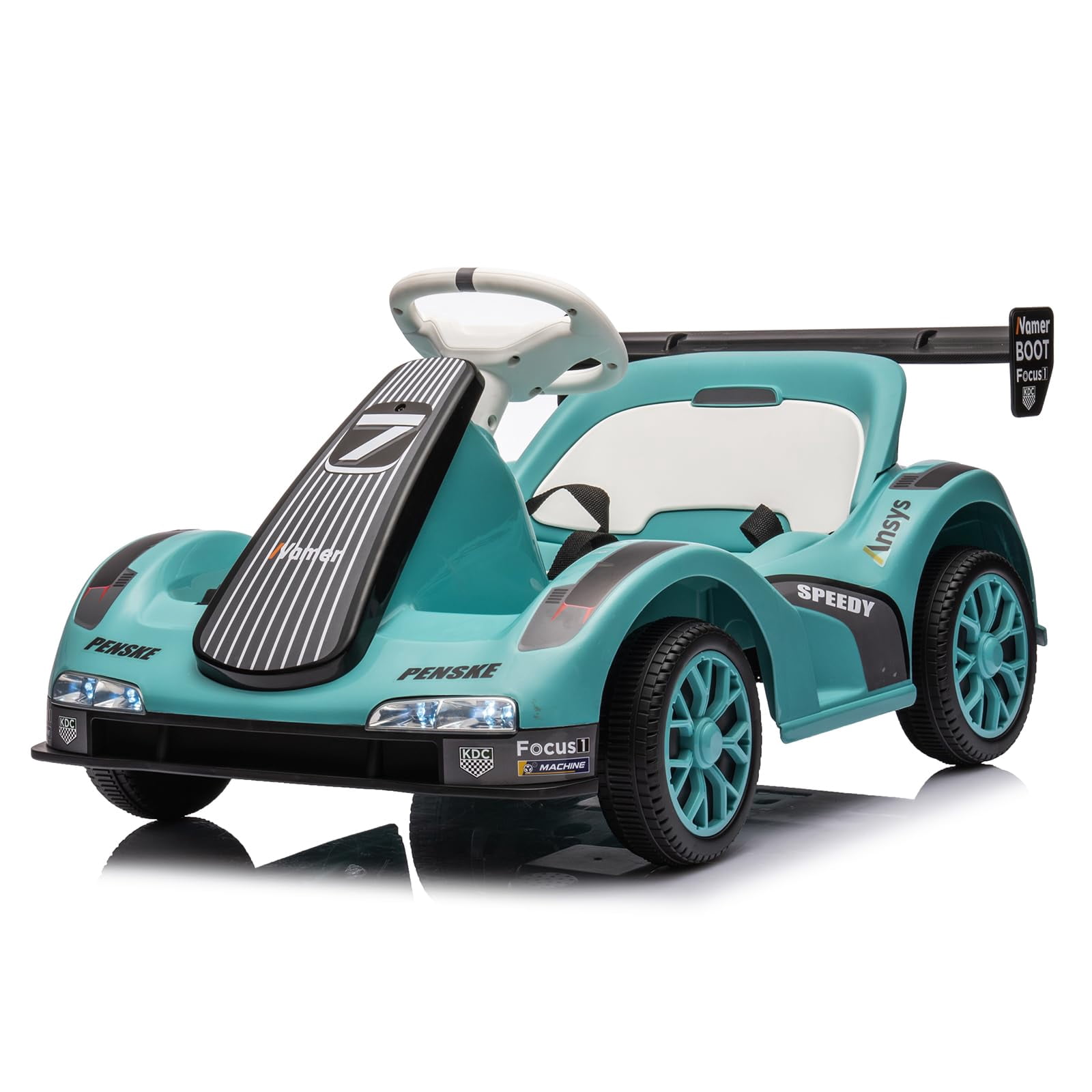 Ride on Go Kart fir Kids, 12V Battery Powered Kids Electric Go Kart Toy, Kids Electric Ride on Car Toy w/2.4 G Remote Control, Multi-Function Center Console, 1.8~3.2 MPH Speed, Three-Point Safety Belt