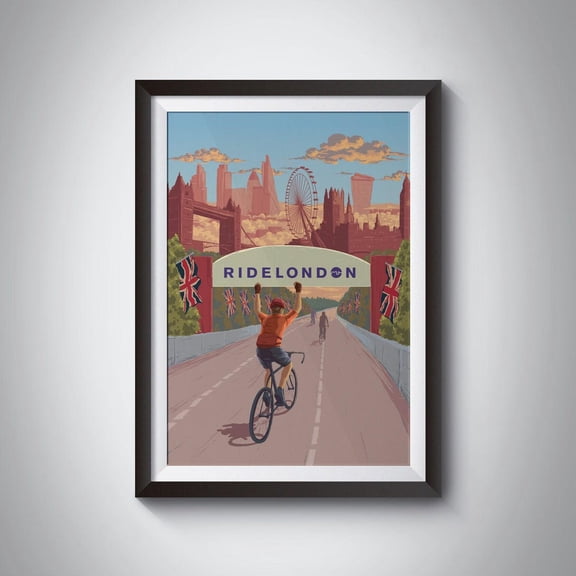 Ride London Surrey 100 Cycle Touring Sportive Artwork, Unframed Canvas 12x16in