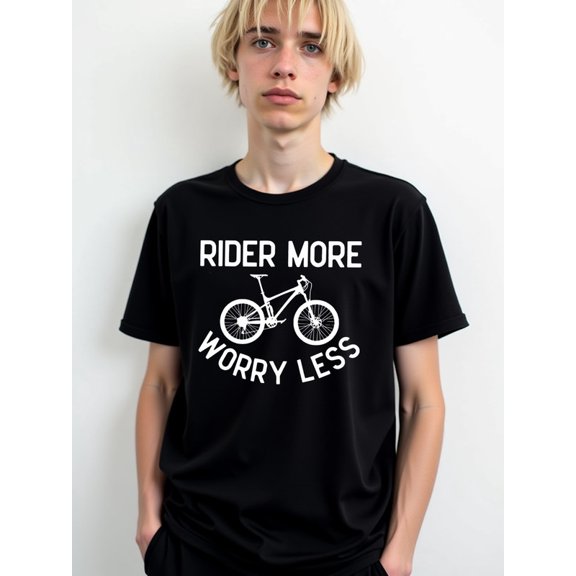 Ride More, Worry Less men's t shirt black elegant graphic tees Spring and summer clothing Wearable year-round Original Unisex Shirt Graphic tshirts