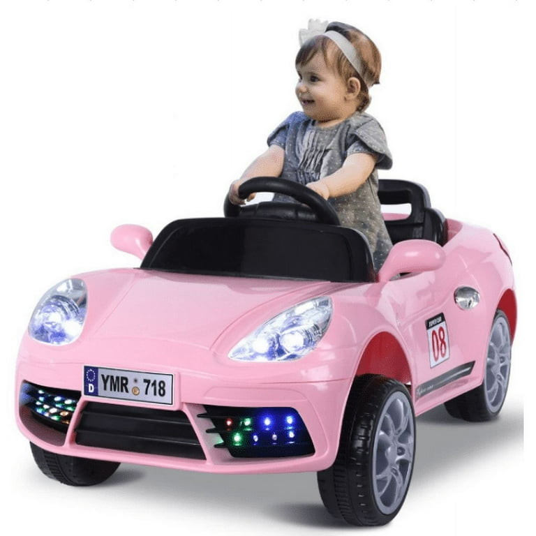 Ride On Car with Remote Control and Bluetooth 12V Baby Electric Battry Powered Kids Ride on Toys Motorized Vehicles Suspension Wheels Pink Walmart