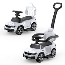 Ride On Cars 4-in-1 Push Cars for Toddlers 1-3 with Led Lights, Music, Horn and Controllable Push Handle (White)