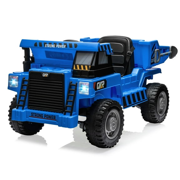 Ride On Dump Truck, 12V Ride On Car with Remote Control, Electric Dump Bed and Extra Shovel, Ride On Construction Vehicle with Music Player, Key Start for Safety, Gift for Kids