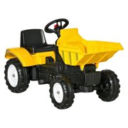 Ride On Excavator Toy, Manual Digger for Toddlers Ages 3-6, Yellow Pedal Powered Construction Vehicle with Bucket