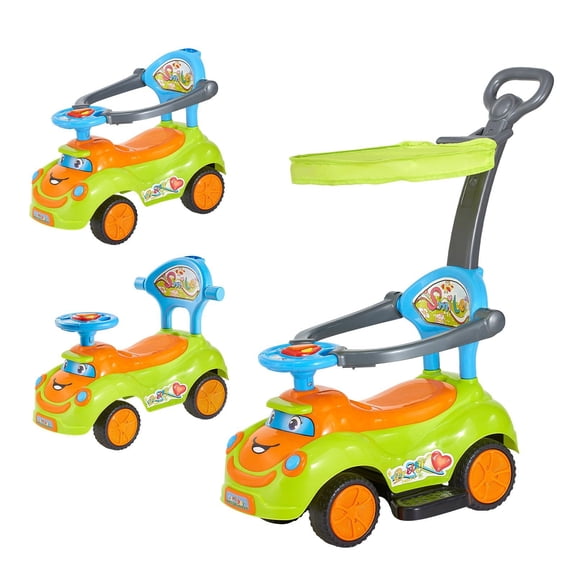 Ride On Push Car for Toddlers 19 to 36 Months with Guardrails Handle and Under Seat Storage 55 lbs Load Capacity Foot to Floor Walker Green