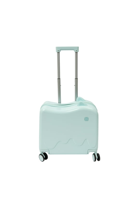 Ride-On Suitcase, 18" Travel Luggage Case Rolling Luggage With Lock Lightweight Travel Rolling Trolley w/ 4 Wheels for Boys Girls (Green)