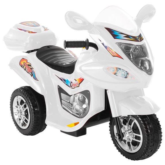 Ride-On Toy Trike Motorcycle by Lil Rider (White)