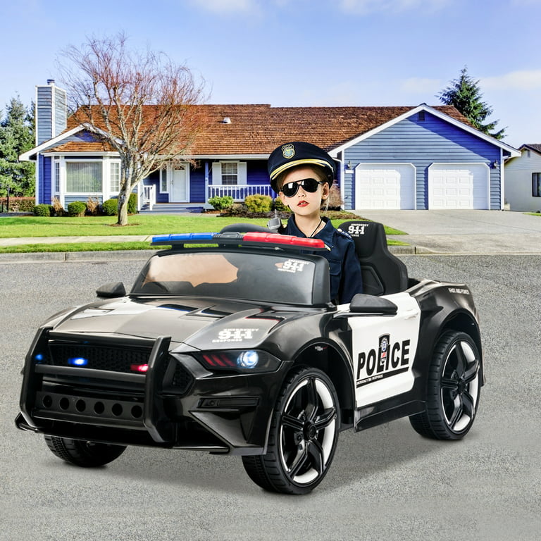 Battery powered - 12v black police ride on car