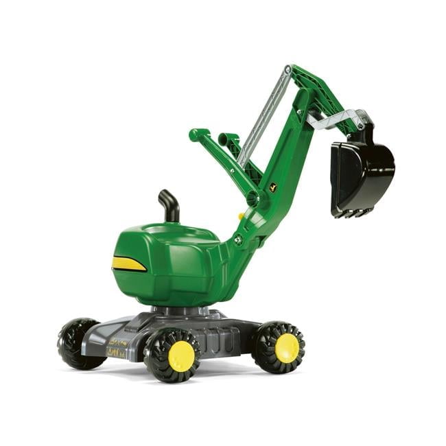 Green Resin Ride-On Excavator with 360-Degree Shovel