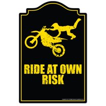Ride At Own Risk Novelty Sign | Indoor/Outdoor | Funny Home Décor for Garages, Living Rooms, Bedroom, Offices | SignMission personalized gift Wall Plaque Decoration