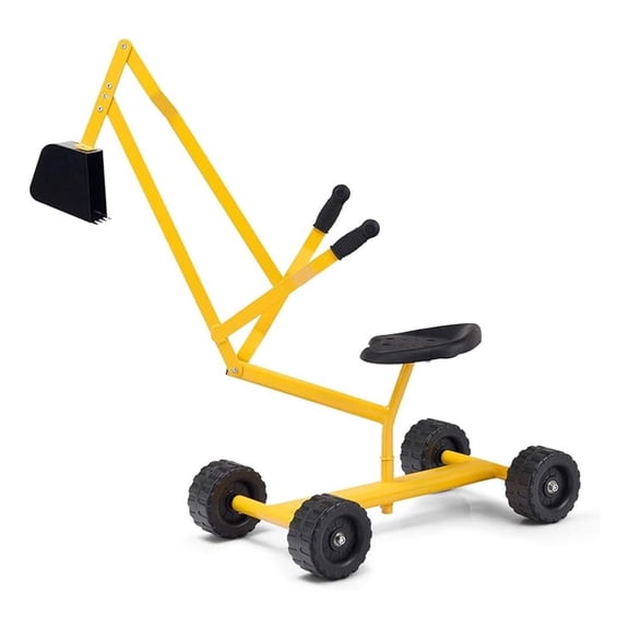 Ride on Sand Digger, Metal Sit on Sandbox Digger Toy with Seat & Handle, Toddlers Excavator Ride on Toy for Backyard, 4 Big Digger Backhoe for Boys Girls