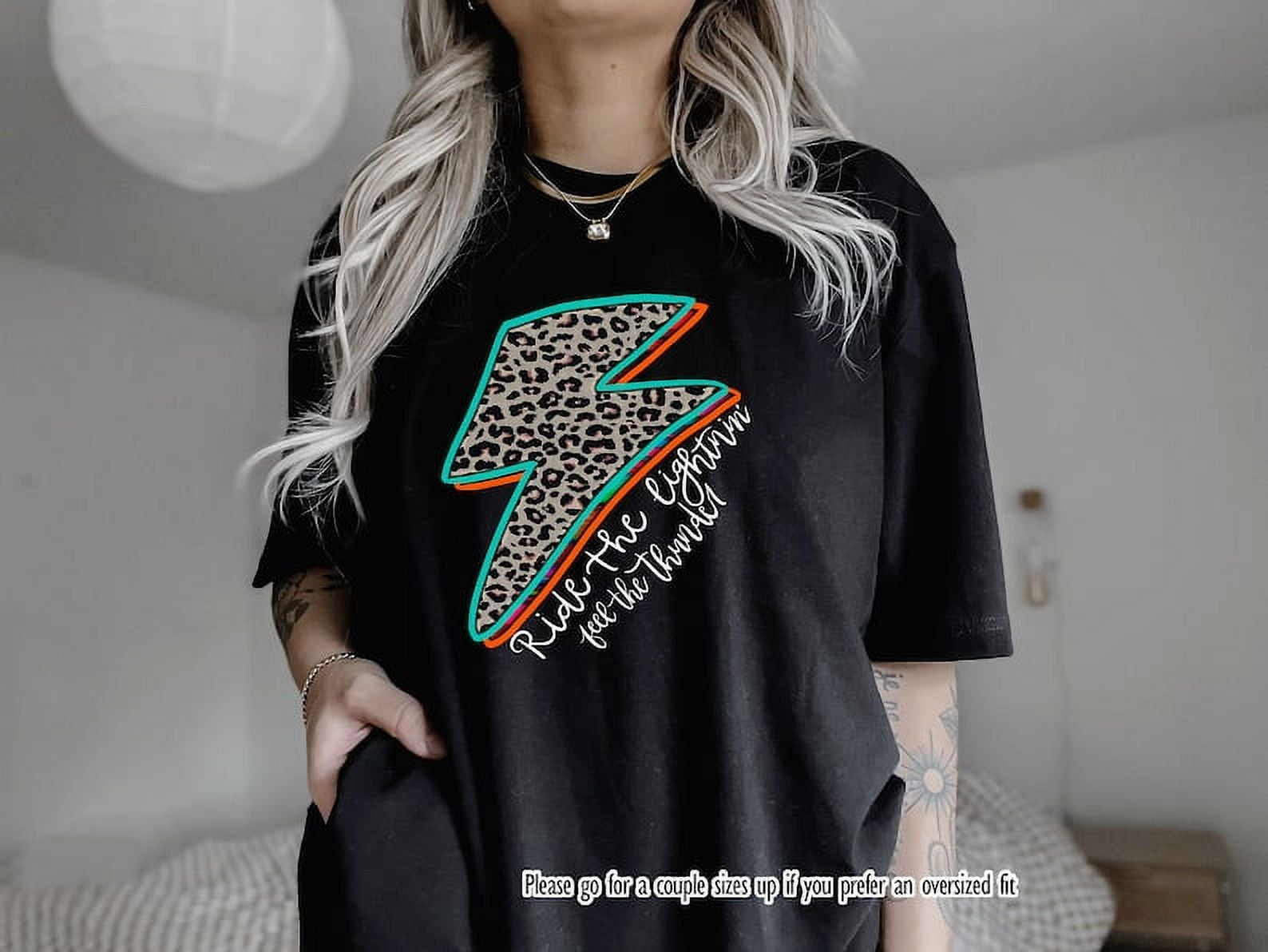 Ride The Lightning Feel The Thunder Shirt Western Leopard Bolt