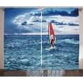 thumbnail image 1 of Ambesonne Ride the Wave Curtains 2 Panel Set, Windsurfer on Sea, 108" x 90", Night Blue, 1 of 3
