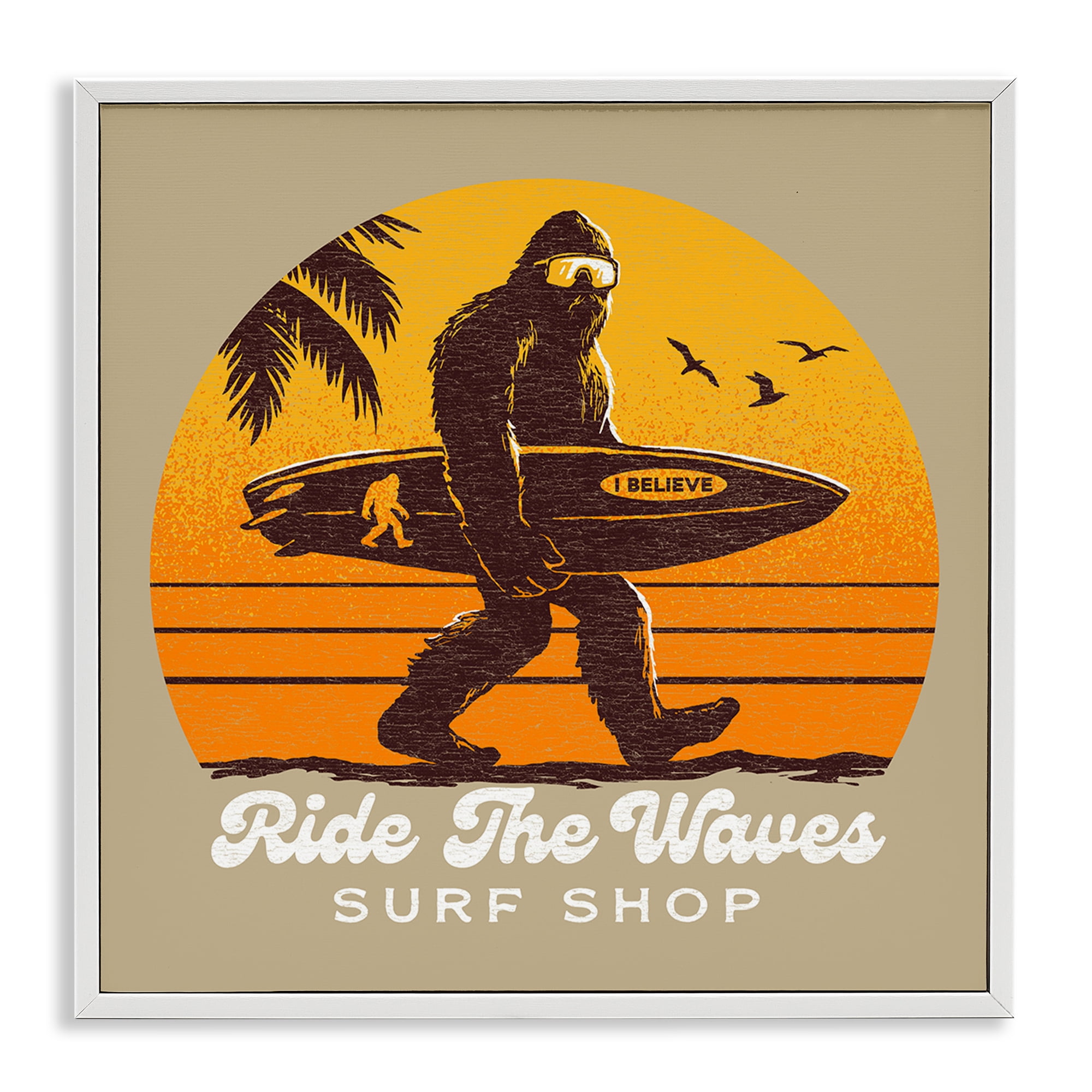 Ride The Waves Surf Shop White Framed Giclee Art, design by Jedco Brands Inc.