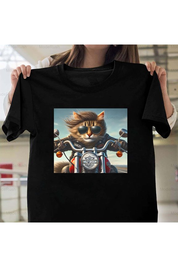 Ride To Live Live To Ride Funny Biker Kitty Cat Motorcycle New Unisex T-Shirt, up to size 5XL