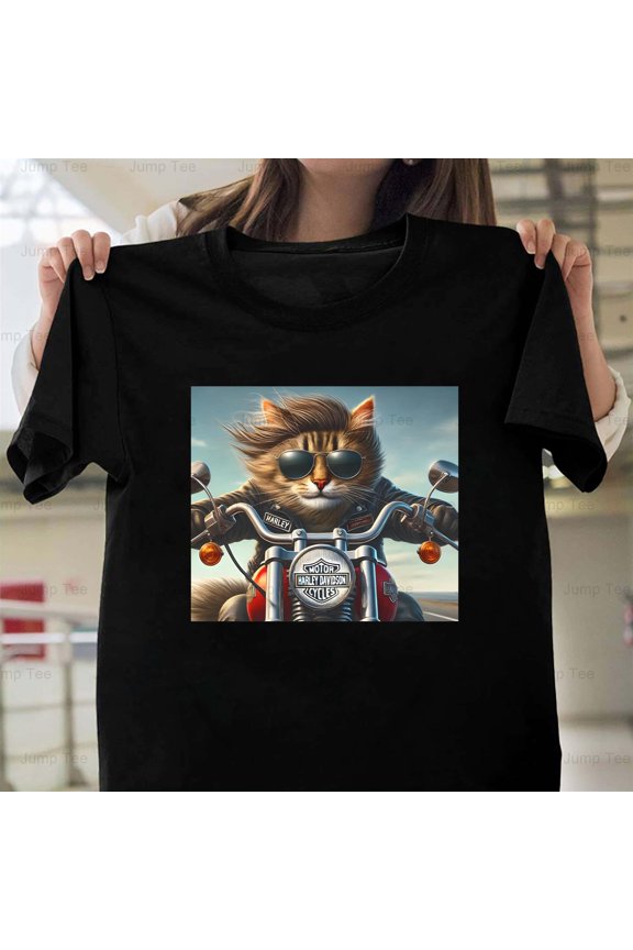 Ride To Live Live To Ride Funny Biker Kitty Cat Motorcycle Rider 63 Unisex T-Shirt, up to size 5XL
