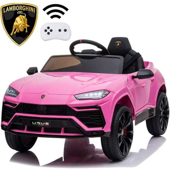 Ride on Toys with Remote Control, iRerts 12V Licensed Lamborghini Ride on Cars for Girls Boys, Battery Powered Electric Car for Kids Gifts, Kids Electric Vehicles with 3 Speed, LED Light, Music, Pink