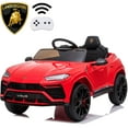 thumbnail image 1 of Ride on Toys with Remote Control, iRerts 12V Licensed Lamborghini Ride on Cars for Girls Boys, Battery Powered Electric Car for Kids Gifts, Kids Electric Vehicles with 3 Speed, LED Light, Music, Red, 1 of 9