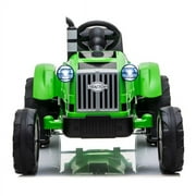 Ride on Tractor w/ Trailer for Kids Boys Girls, 12V Battery Powered Electric Vehicle Toy w/ Remote Control, 3-Gear-Shift Ground Loader, Treaded Tires, USB, LED Lights, Safety Belt, Kids Ride on Car