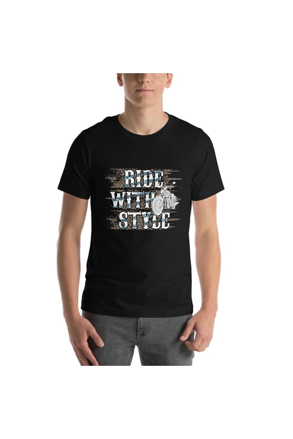 Ride With Style T-Shirt, Vintage Motorcycle Tee, Biker Apparel (S)