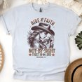 thumbnail image 1 of Ride by Faith Christian T-Shirt – Cowgirl Graphic Bible Verse Tee, Ash, Size S, 1 of 5