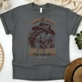 thumbnail image 1 of Ride by Faith Christian T-Shirt – Cowgirl Graphic Bible Verse Tee, Dark Heather, Size 4XL, 1 of 5
