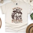 thumbnail image 1 of Ride by Faith Christian T-Shirt – Cowgirl Graphic Bible Verse Tee, Natural, Size M, 1 of 5