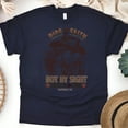 thumbnail image 1 of Ride by Faith Christian T-Shirt – Cowgirl Graphic Bible Verse Tee, Navy, Size L, 1 of 5