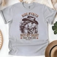 thumbnail image 1 of Ride by Faith Christian T-Shirt – Cowgirl Graphic Bible Verse Tee, Sport Grey, Size 5XL, 1 of 5